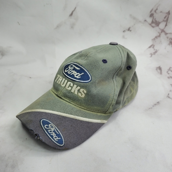 Ford Hat Mens Gray Trucks Adjustable Strapback Dad Cap Baseball Destroyed - Picture 2 of 8